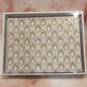 Vivid Glittered Geometric Note Card Set of 8 Handcrafted  Cotton NWT 6.25x4.75”